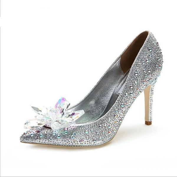 

Queena Cinderella crystal glass flower shoes accessories, Colors