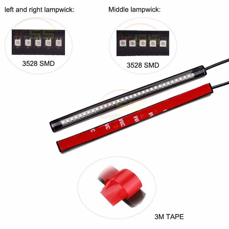 8inch 3528 LEDs bright led strip waterproof brake light motorcycle led turn signal light