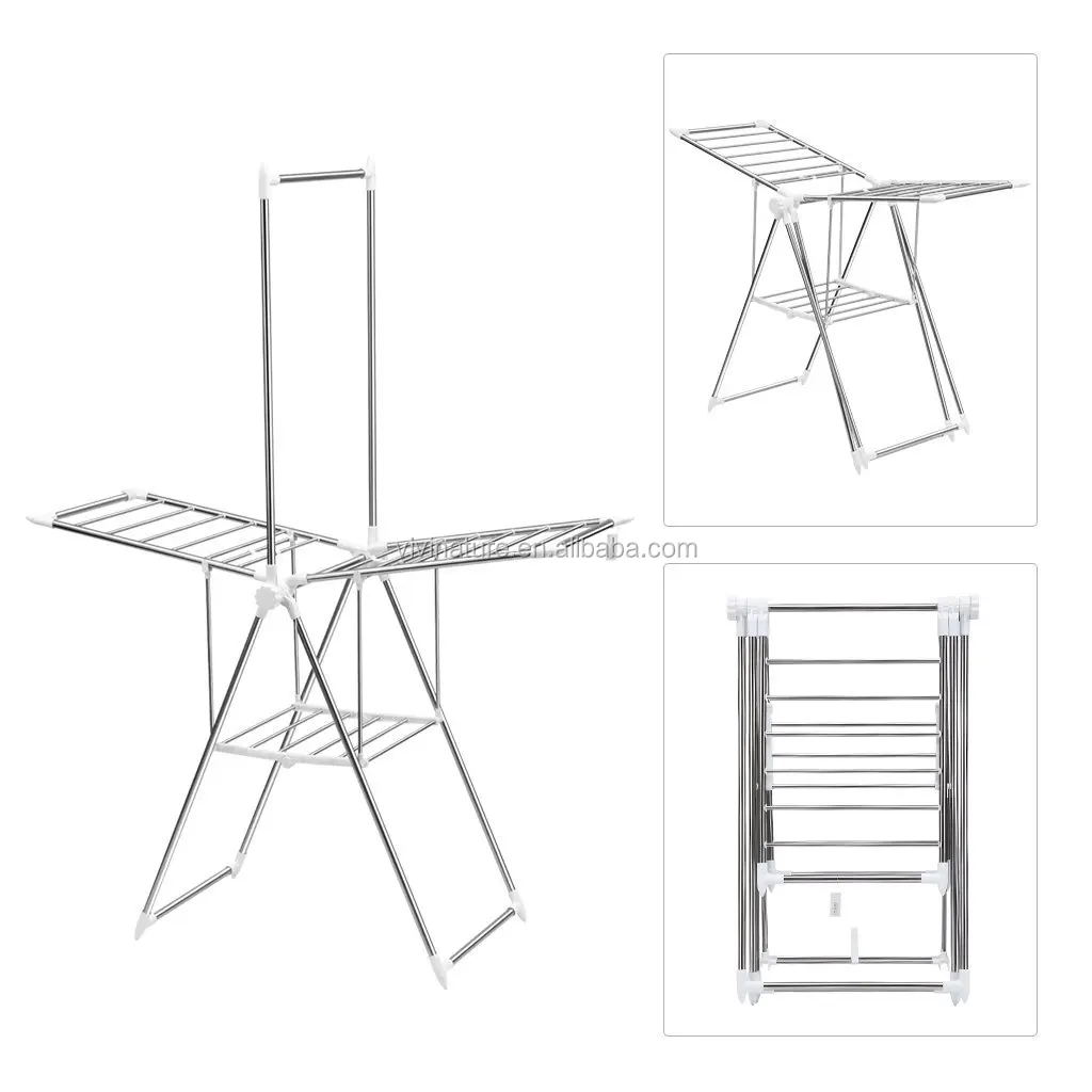 Heavy Duty Folding Clothes Drying Rack Top Hanging Bar Buy Clothes