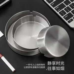 Image of Wholesale Round Portable Unbreakable Cigarette Ashtray Customized Metal Stainless Steel Smokeless Cigar Ashtray