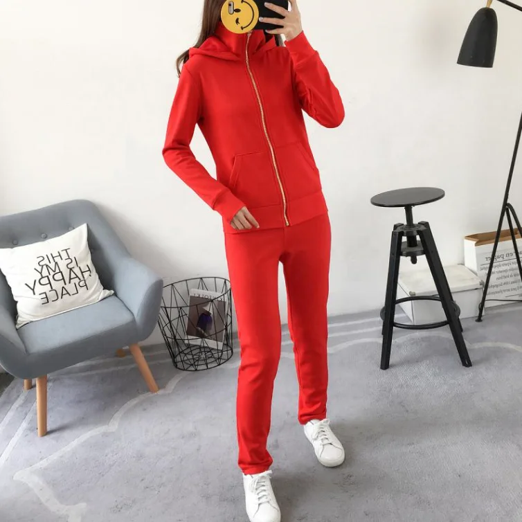 Womens Sports Grey/black Red Jogging Track Suit For Women Sports Hoody ...