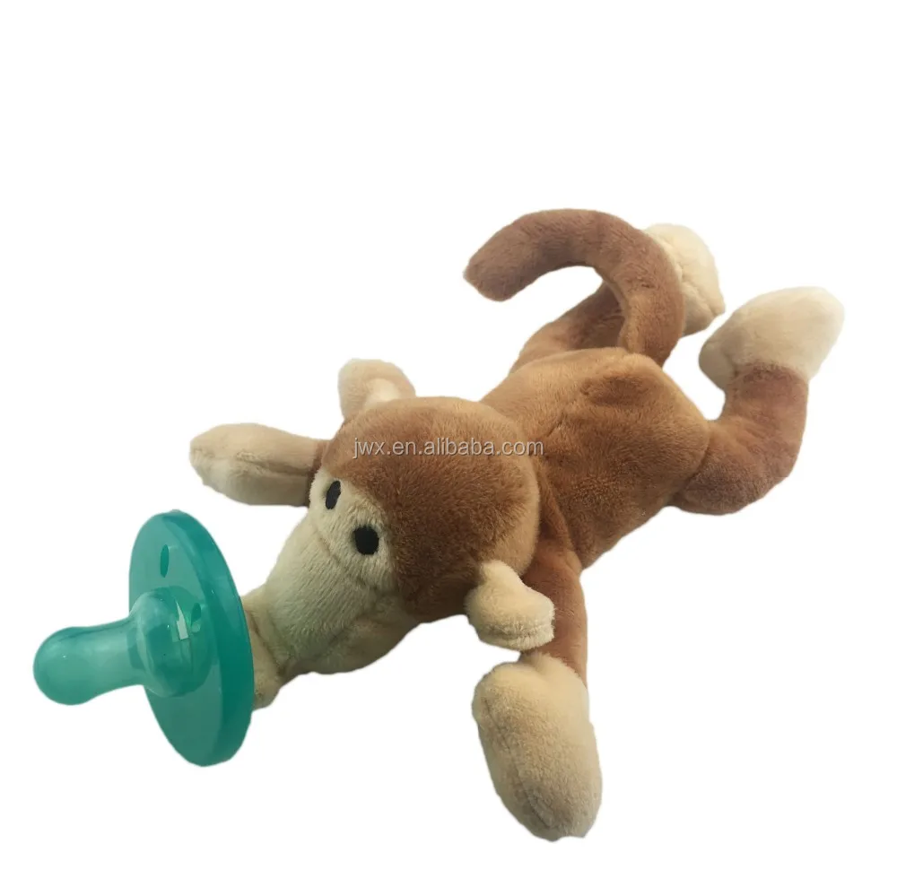 Baby Animal Silicone Pacifier Holder Stuffed Animal Soft Plush Toy With