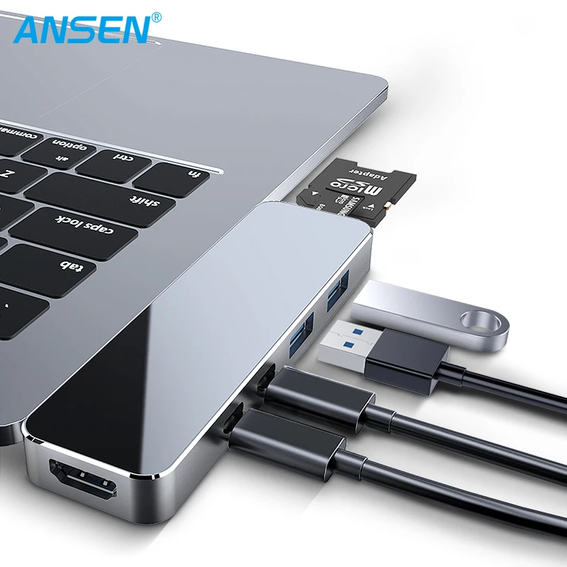 New products 7 in 1 3.1 USB C type C hubs with 4K HDMl Adapter for MacBook Pro Multiport Adapter for Microbook Air 2018