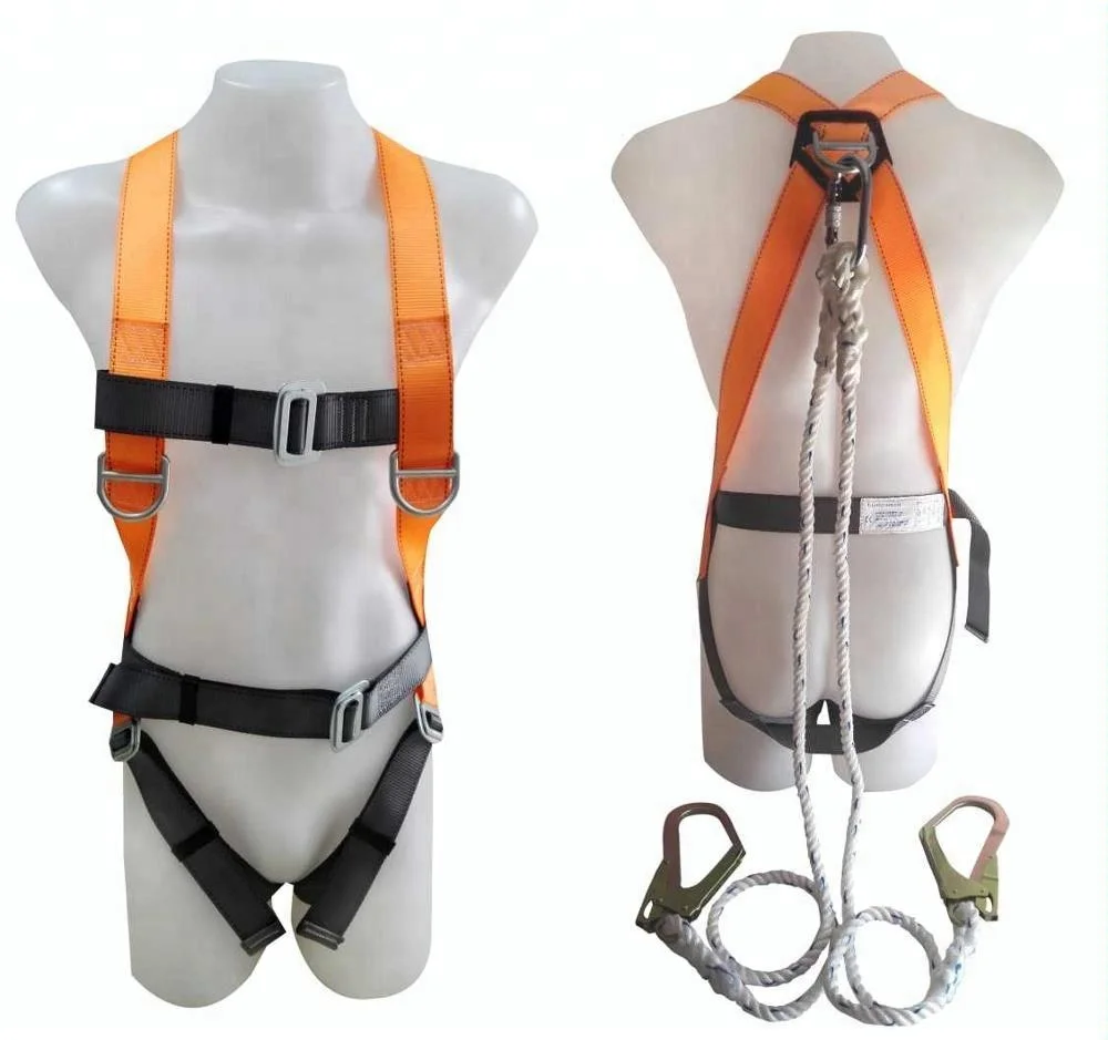 
fall protection safety double lanyard safety harness fall arrest device 