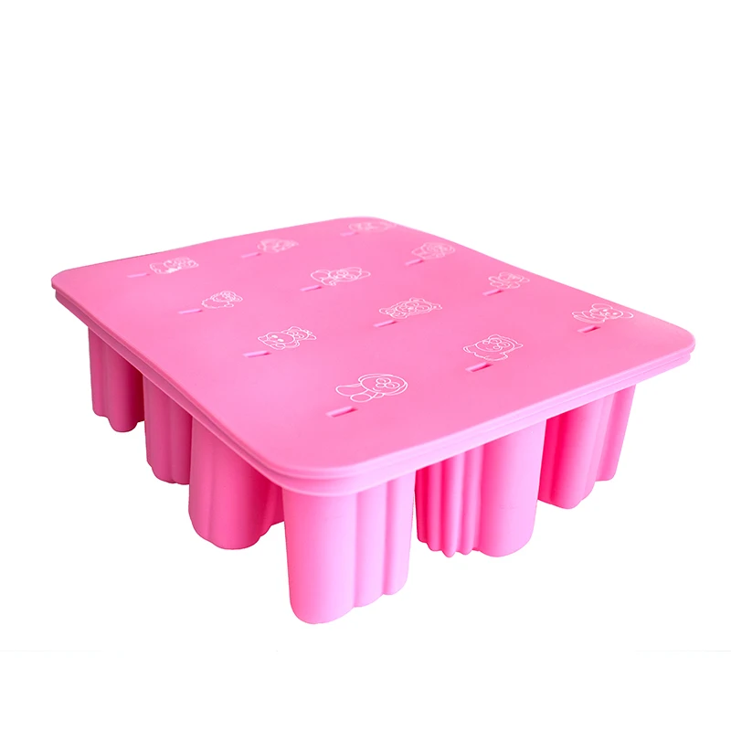 

12 Cavities New Design Food Grade Silicone Pop Mold Popsicle Ice Cream Machine, Pink, red, white, customize any pantone color