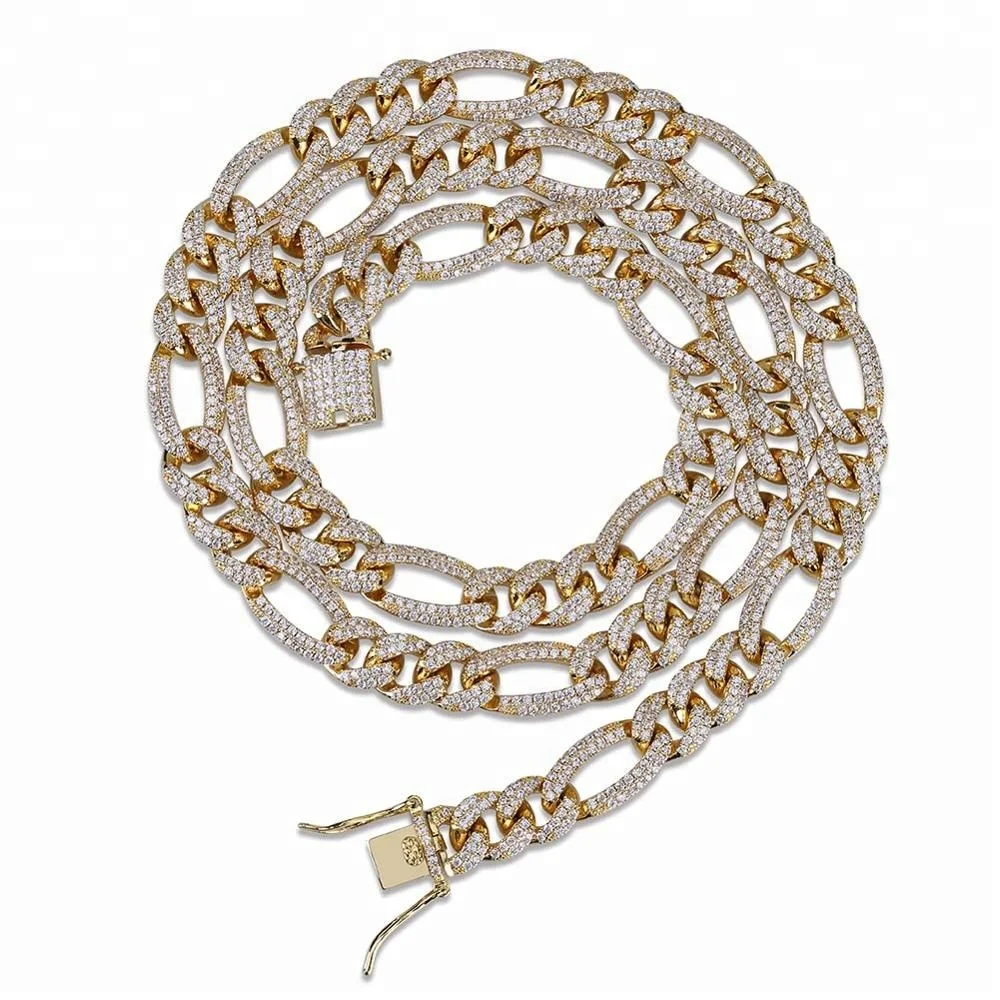 

New 18K Gold 10mm charm necklace Gold Plated Jewelry Micro Inlaid Zircon, Gold/silver