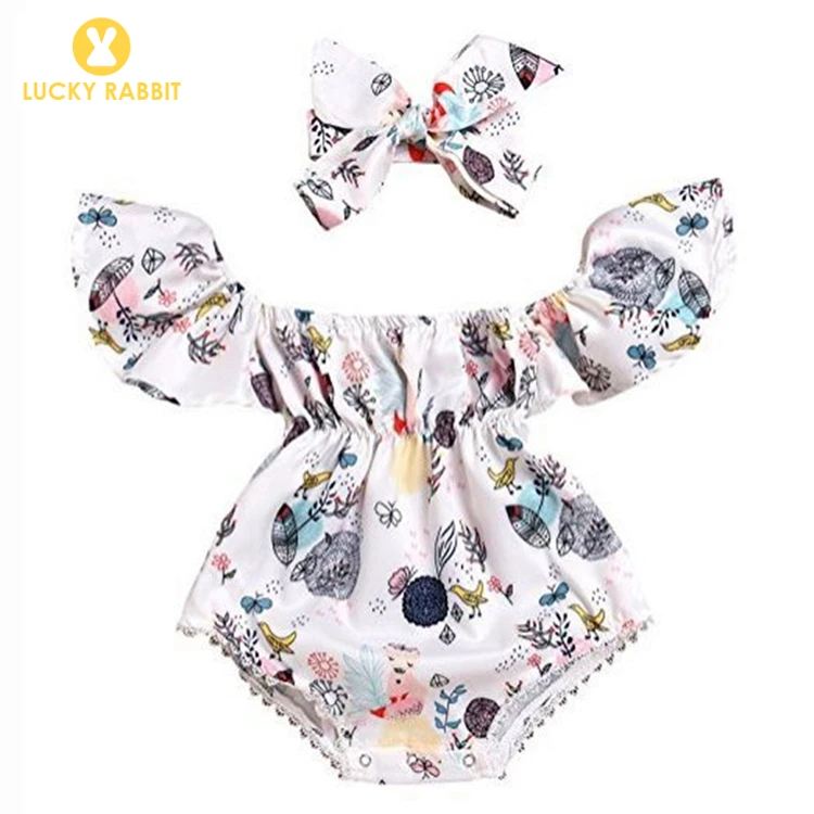 

Short Sleeve Romper Baby Clothes Ruffle Romper Floral Cute Baby Romper Toddler Clothing Off Shoulder Sunsuit