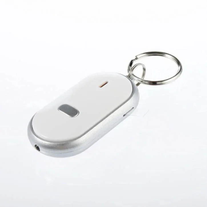 White LED Whistle Sound Control Key Finder Locator Find Lost Keys Keychain Chain 