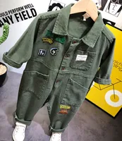 

Fashion Trendy Autumn Baby Boys Clothes Casual Army green Jumpsuit Romper Cargo Pants 1 Suits Children Kids Clothing Sets