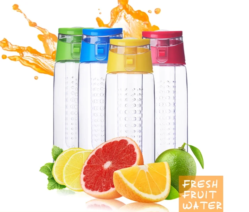 

Colorful water bottle plastic clear plastic drinking water bottle tritan fruit infuser water bottle, Customized
