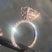 

European Fashion Statement Design Super Big Diamond Ring Full Crystal Cubic Zirconia Ring For Women Ladies