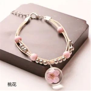 2019 Newest  National Glass Dried Flower And Grass Handmade Bracelet