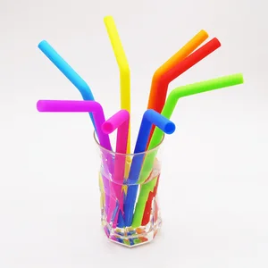 Reusable Silicone Drinking Straw set  Extra long Flexible Straws with Cleaning Brushes