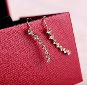 7 Crystals Ear Cuffs Hoop Climber S 925 Sterling Silver Earrings Hypoallergenic Earrings