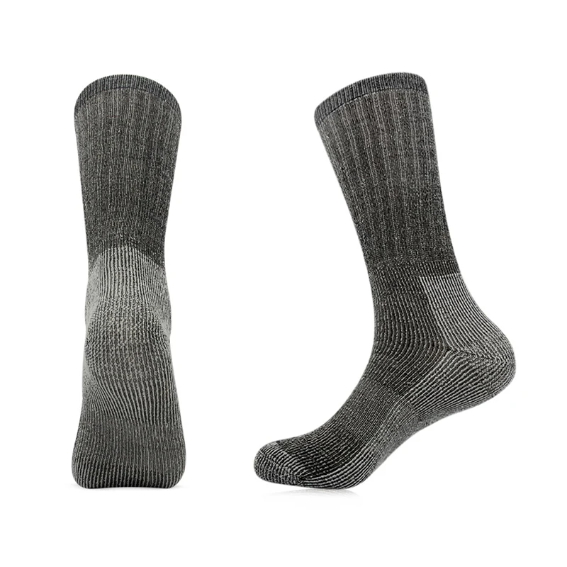 

Wholesale custom men warm merino wool hiking socks for outdoor sport, Grey;black