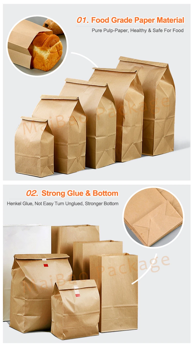 Custom Logo Disposable Food Packaging Bag - Wax Coated Kraft Paper Wrap ...