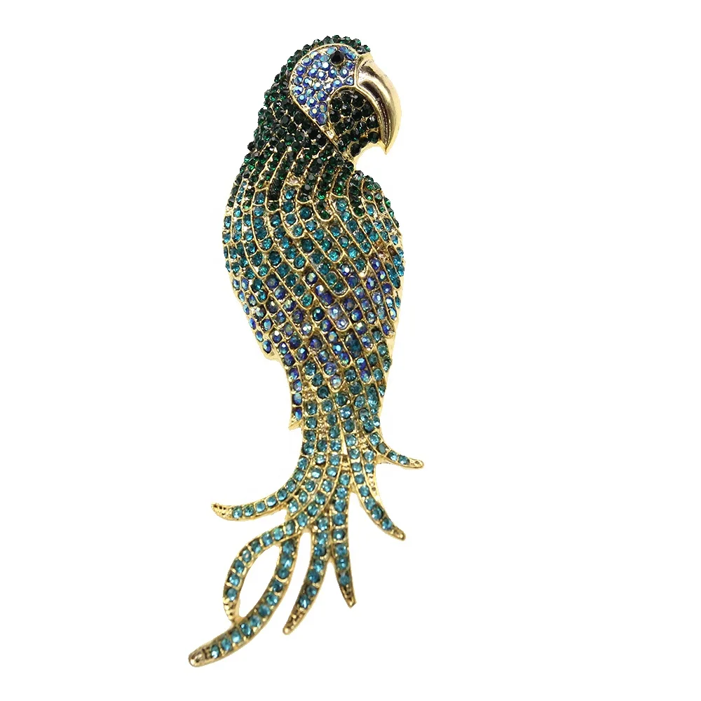 

Large Luxury Parrot Birds Brooches Rhinestone Crystal Animal Bird Brooch Pin Women Jewelry Brooch, As your request
