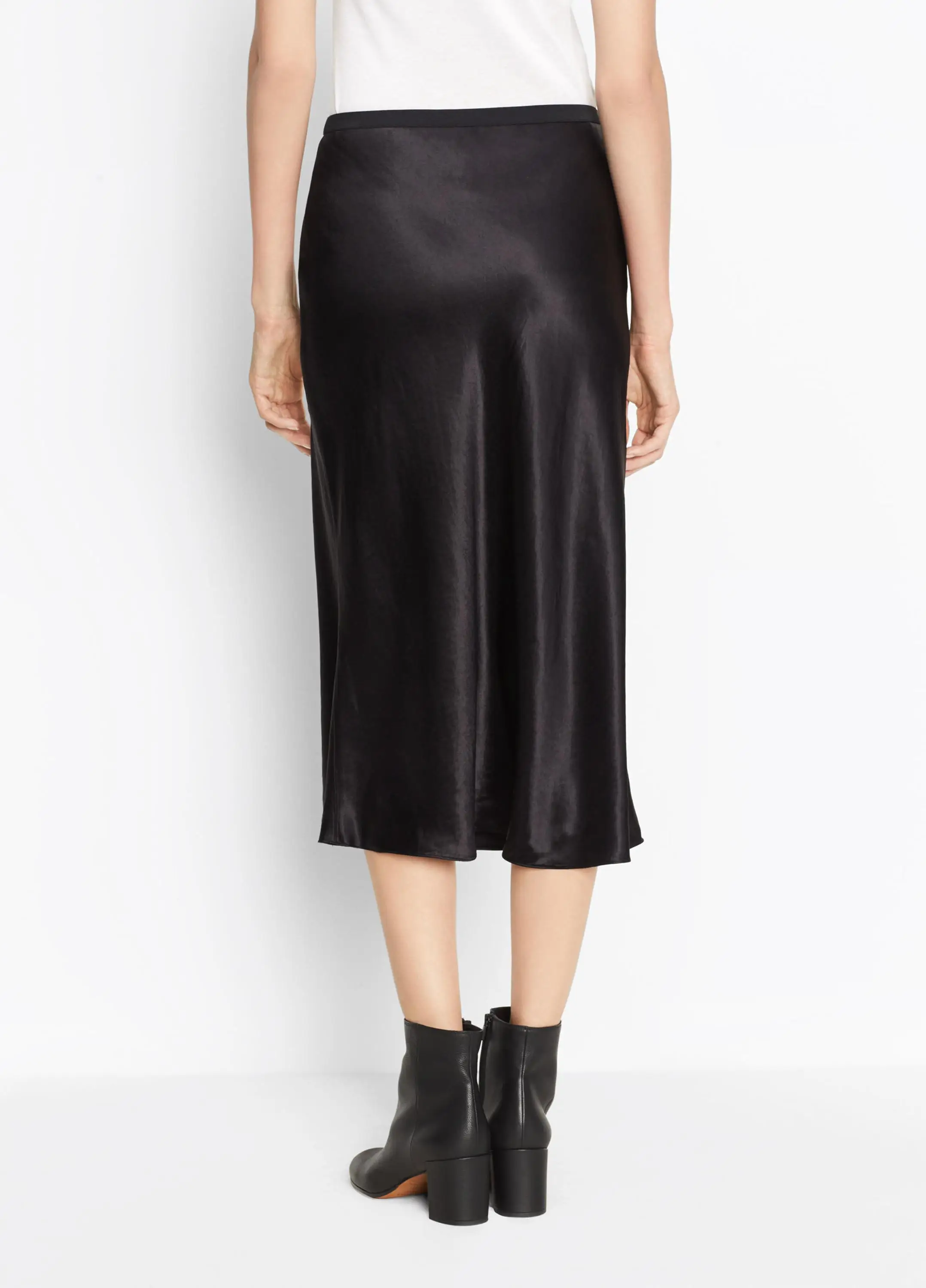 High Waisted Black Polka Dot Midi Length Skirt