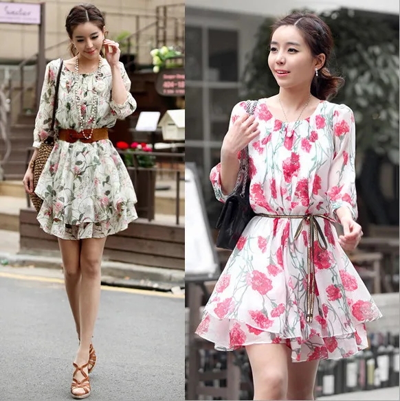 chiffon korean dress