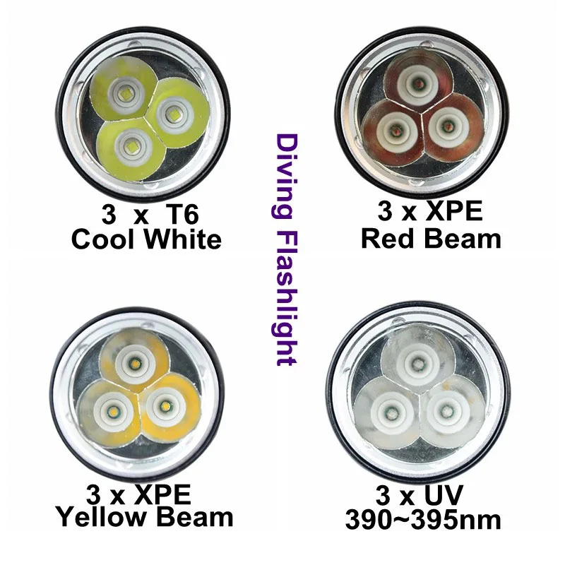 High Power T6 18650 Rechargeable IP68 Underwater Diving Torch LED