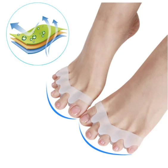 

2022 hot sale foot toe spacers bunion corrector gel silicone toe separators, Beige/white