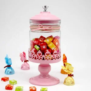 Image of Pedestal Unique Christmas Candy Cookie Canisters Set The Kitchen Airtight Glass Storage Jars