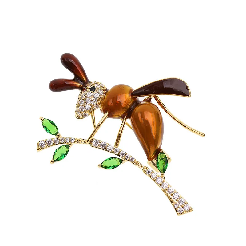 

Cute zircon accessories enamel ant insect brooch