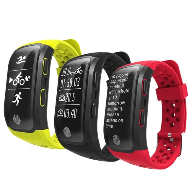 

Men Smart Bracelet IP68 Waterproof Smart Band Heart Rate Monitor Call Reminder GPS S908 Sports Bracelet, Black;green;red