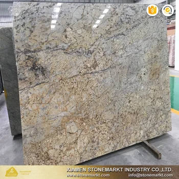 Stonemarkt Polished Golden Yellow Crystal Blue Granite Slab For