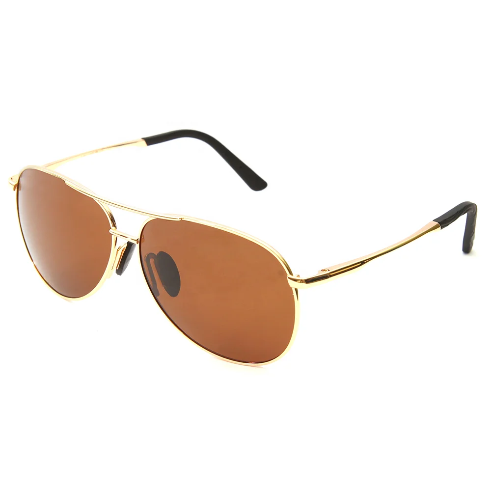 

Custom Logo Sun Glasses Cheap Promotional Eco-Friendly Polarized Brown Lens Gold Metal Sunglass