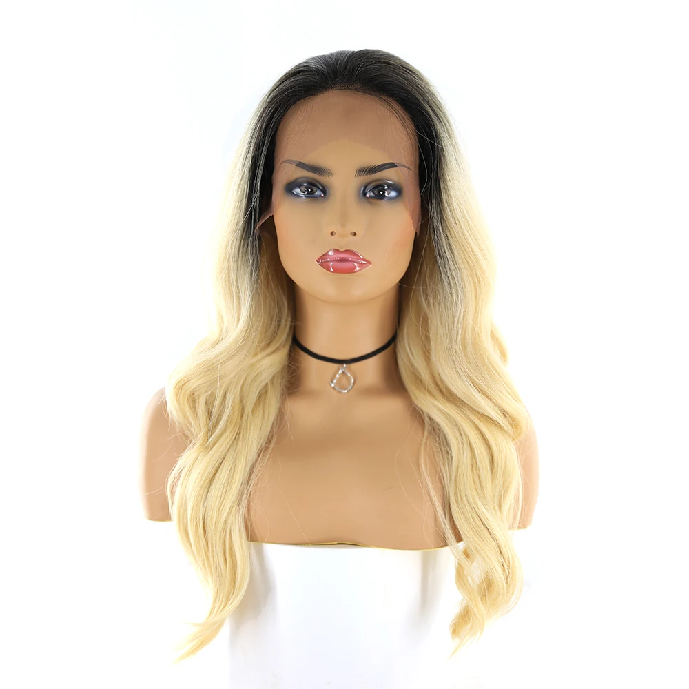 150% Density Lace Wig Long Hair Blonde 613 Color Body Wave Wig 13x4 Free Part Transparent Lace Front Synthetic Hair Wigs