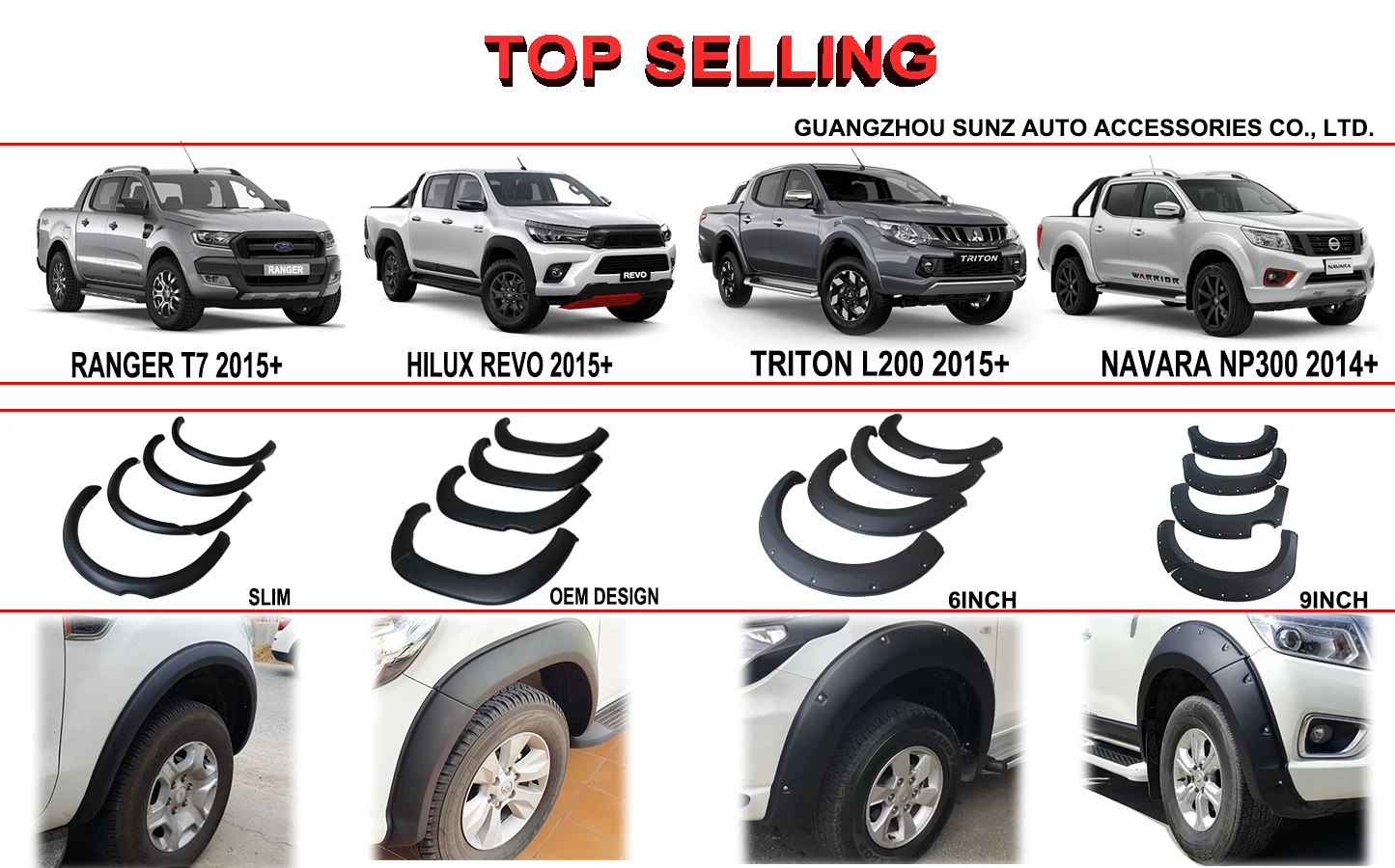 Ycsunz Hilux Vigo 2005 Accessories Arch Fenders Texture Black Pocket