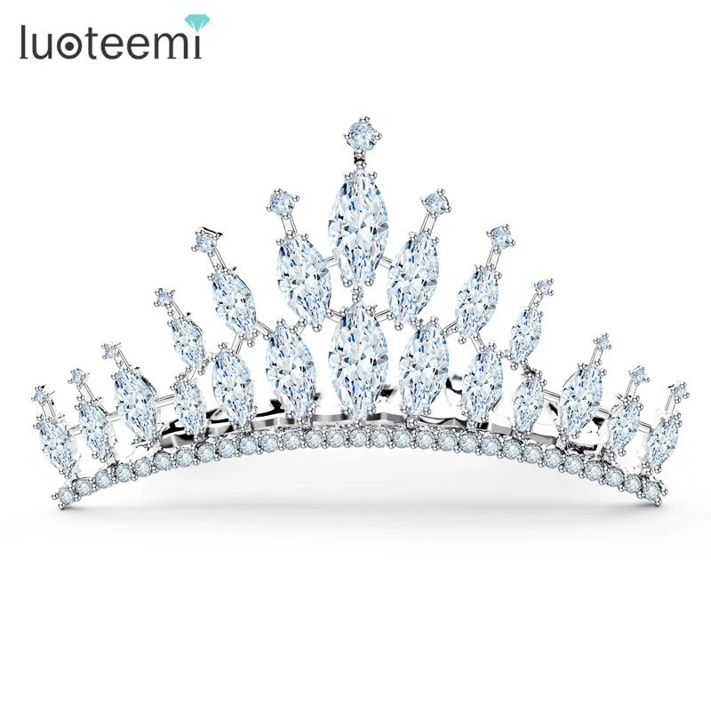 

LUOTEEMI 2016 Wholesale Luxury Woman Hapy New Year Bling Marquise Cut CZ Crystal Beauty Pageant Crown Combs Wedding Tiara, N/a
