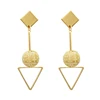Custom design gold plated jewelry Gold woven braided straw ball triangle shape drop earrings