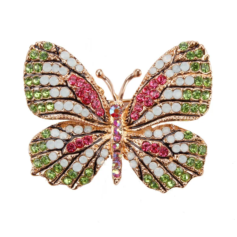 

Fancy Jewelry Vivid Butterfly Alloy Colorful Rhinestone Brooch Pins For Women, Same as picture