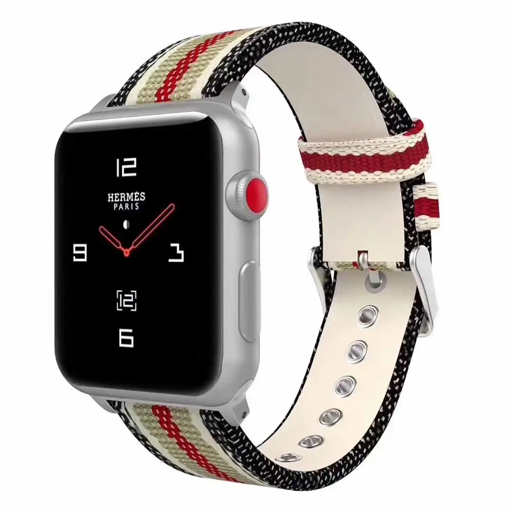 

FLS381011 New Products Nylon and Leather For Apple Watch Band, 38mm 42mm Watch Strap For Apple