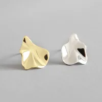 

Unique concave convex design irregular geometric shape plain silver Earring Jewelry