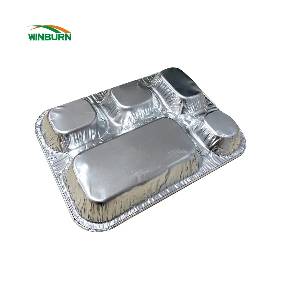 
Food grade disposable aluminium foil container/ carryout lunch box/tray with Cardboard Lid 