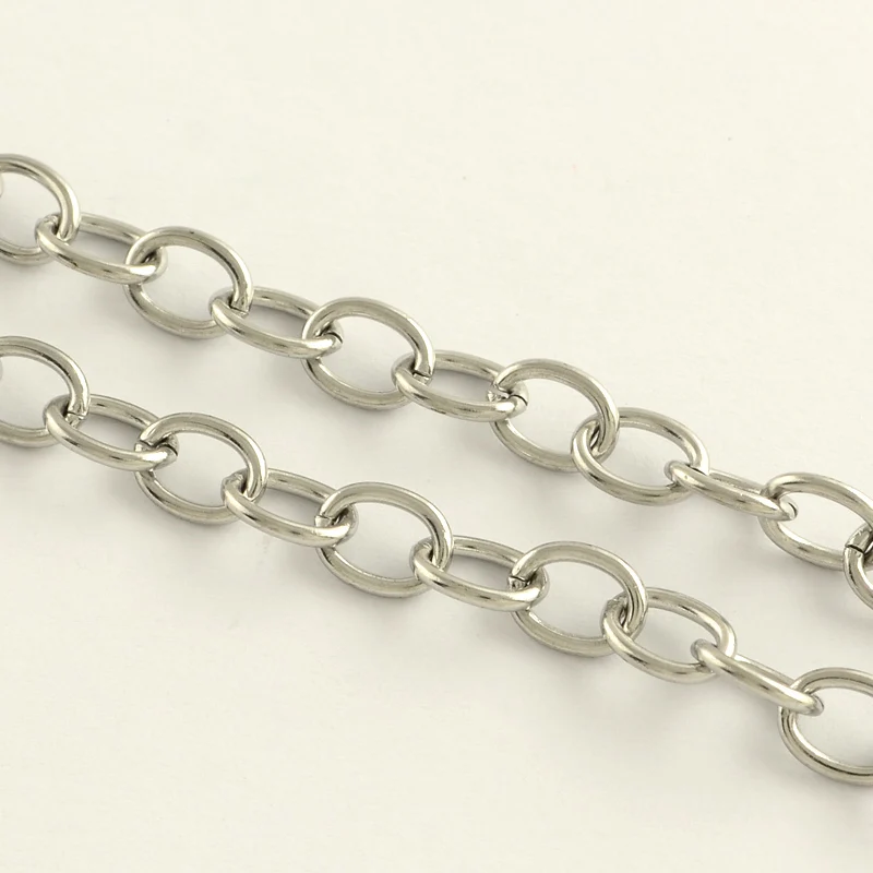 

PandaHall 304 Stainless Steel Cross Chains Unwelded Stainless Steel Color 6.5x5.4x1.0mm about 50m/roll