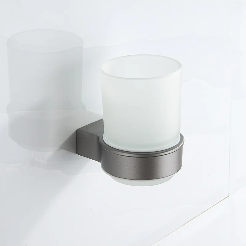 
Design Bathroom Accessories Zinc Single Tumbler Holders Glass Toothbrush Holder 