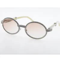 

Wholesale Diamond White Genuine Natural Horn Sun Glasses Fashion Unisex Metal Oval Smaller Big Stones Sunglasses Hot Size:55