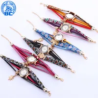 

Vintage Watch Leather Strap Ladies Quartz Watch Bead Bracelet Casual Watch