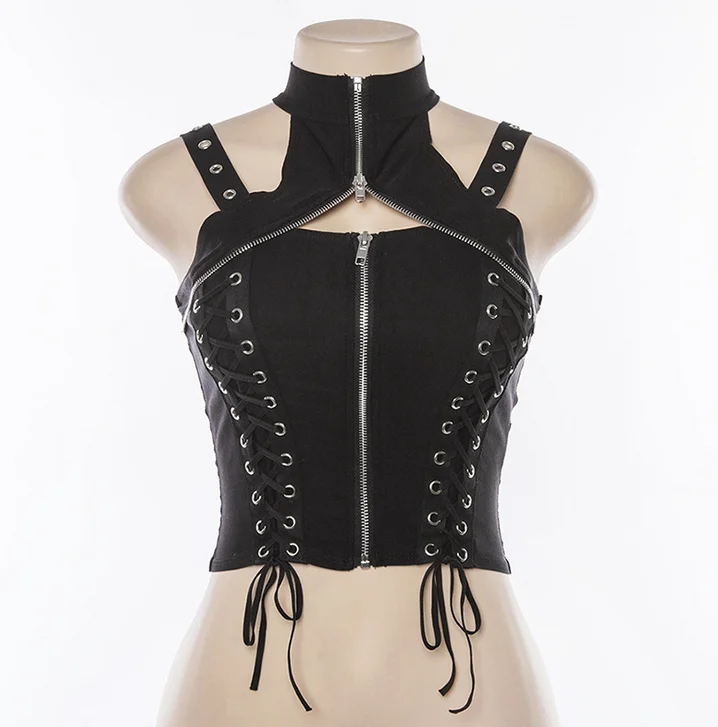 

X87475B 2019 women sexy bandage crop tops ladies black tank top, As picture
