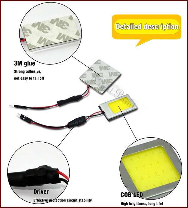 Tcart T10 Ba9s Cob 18led Smd Interior Bulb Dome Door Box Car Map