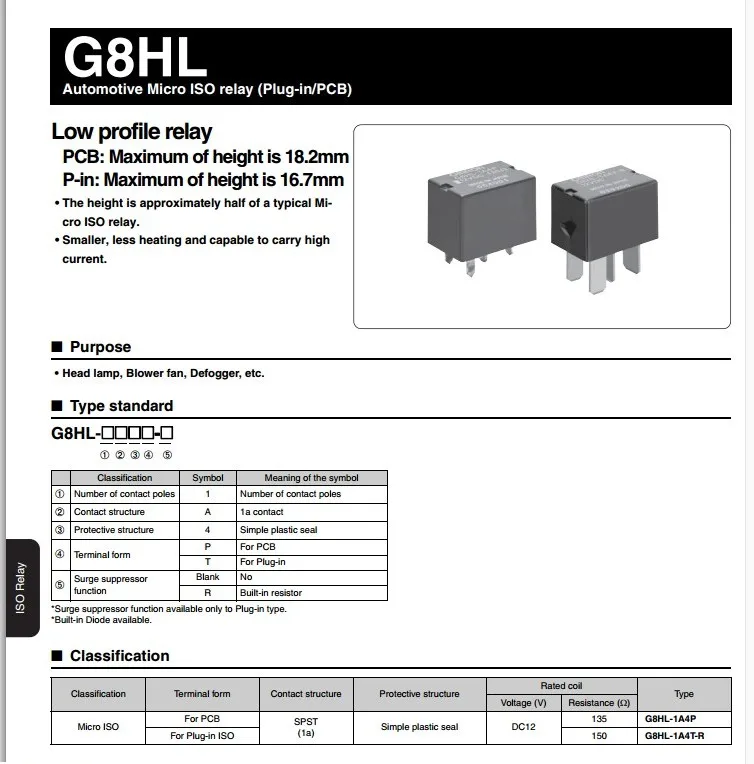 New Car Auto 12v Relay G8hlh71 12vdc G8hlh7112vdc G8hlh71 12vdc