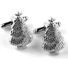 Christmas Gift For Men Cufflinks ChristmasTrees Silver Plated Cuff Button French Cuff links
