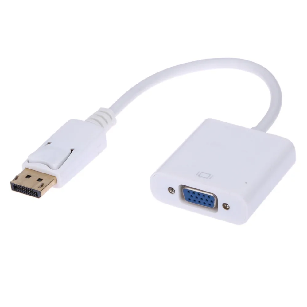 

White New Display Port DP Male to DVI VGA RGB Female Adaptor Adapter Converter Connector HD 1080p For PC Laptop