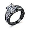 CAOSHI Fashion Black Gold Filled Rings Exquisite Cushion Cut Black Diamond Ring Black Ring Women Men