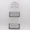 MDF WALL SHELF WITH TWO LAYERS WIRE IRON BASKETS DOOR ARCH SHAPE