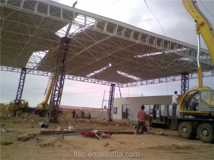 prefab steel space frame canopy for gas station